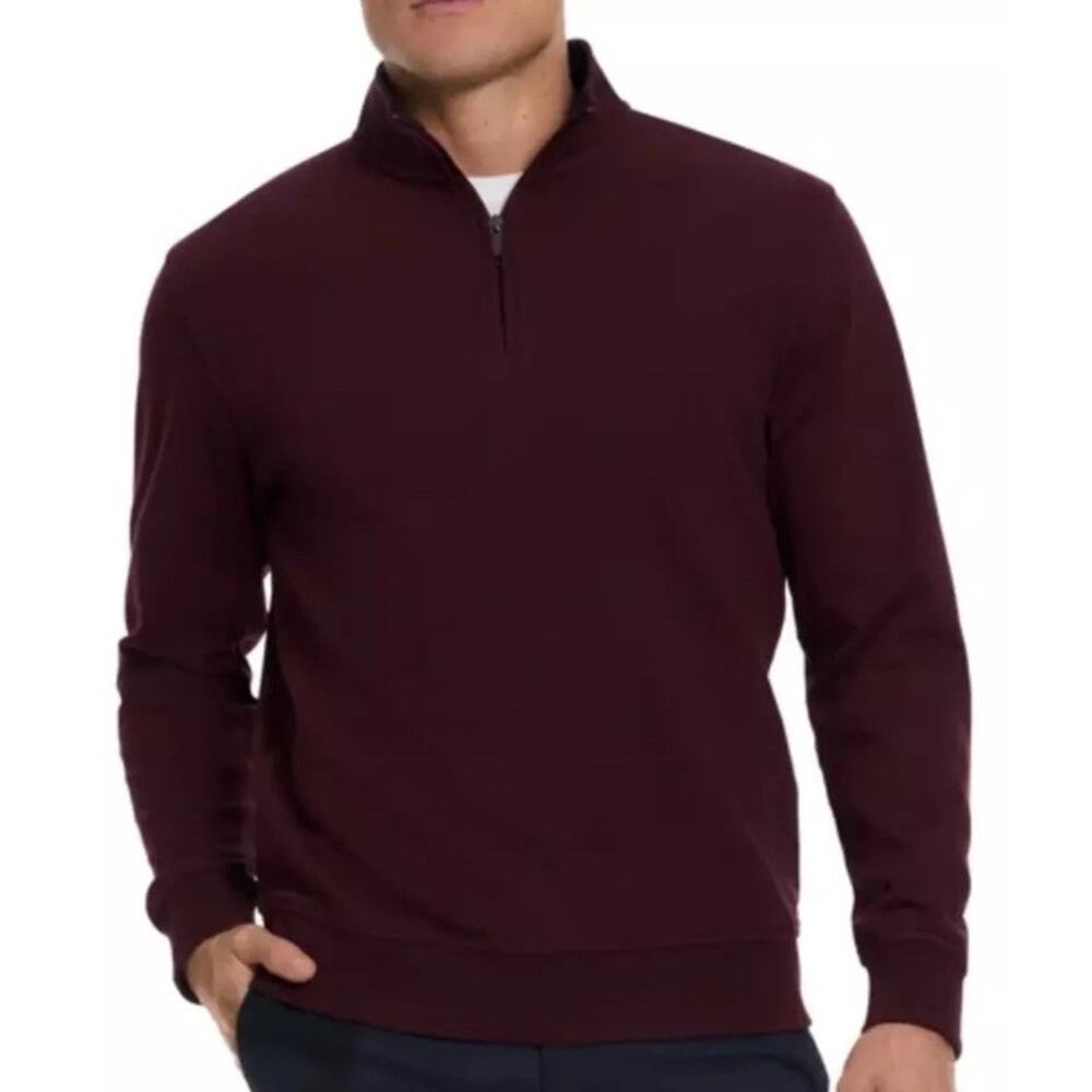 NWT Ted Baker Size XXL Quarter Zip Men’s Pullover Burgundy Red